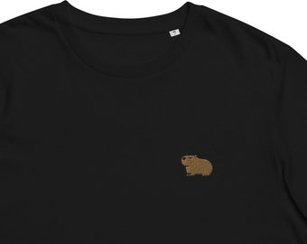 Capybara Lover Tee, Handmade Embroidered Capybara Shirt, Capybara Embroidery Gift, Stitched Capybara Gift