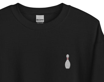 Bowling Pin Embroidered Sweatshirt: Unisex Crewneck Pullover