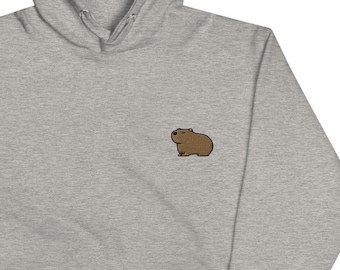 Capybara Unisex Hoodie, Handmade Embroidered Hoodie, Premium Hooded Sweater, Hoodie Embroidery - Multiple Colors
