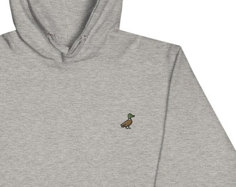 Duck Unisex Hoodie, Handmade Embroidered Hoodie, Premium Hooded Sweater, Hoodie Embroidery - Multiple Colors