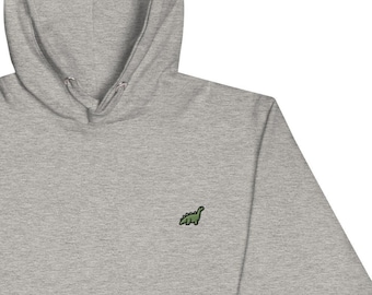 Dinosaur Unisex Hoodie, Handmade Embroidered Hoodie, Premium Hooded Sweater, Hoodie Embroidery - Multiple Colors