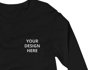 Personalized Embroidered Long Sleeve Tee, Custom Long Sleeve T-Shirt with Your Text Logo Design, Long Sleeve Customized Gift