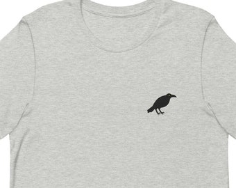 Cadeau de t-shirt unisexe brodé Crow pour petit ami, petite amie, chemise unisexe à manches courtes - Couleurs multiples