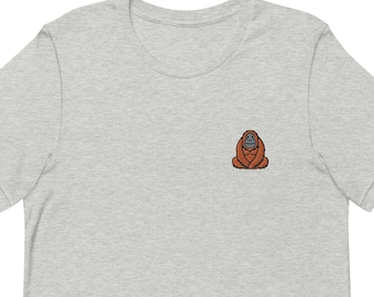 Orangutan Great Ape Unisex T-Shirt, Embroidered Unisex T-Shirt Gift for Boyfriend, Girlfriend, Unisex Short Sleeve Shirt - Multiple Colors