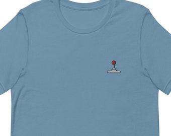 Embroidered Joystick T-Shirt: Unisex Cotton Short Sleeve Tee