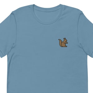 T-shirt unisexe écureuil, t-shirt unisexe brodé, cadeau pour petit ami, petite amie, chemise à manches courtes unisexe - Plusieurs couleurs