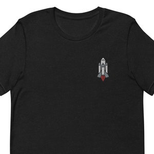 Rocket Ship Unisex T-Shirt, Embroidered Unisex T-Shirt Gift for Boyfriend, Girlfriend, Unisex Short Sleeve Shirt - Multiple Colors