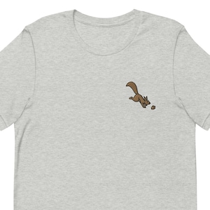 T-shirt unisexe écureuil, t-shirt unisexe brodé, cadeau pour petit ami, petite amie, chemise à manches courtes unisexe - Plusieurs couleurs