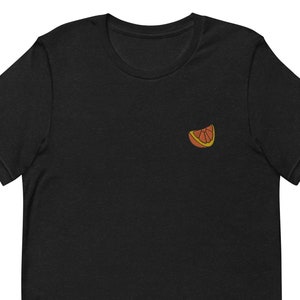 Orange Slice Unisex T-Shirt, Embroidered Unisex T-Shirt Gift for Boyfriend, Girlfriend, Unisex Short Sleeve Shirt - Multiple Colors