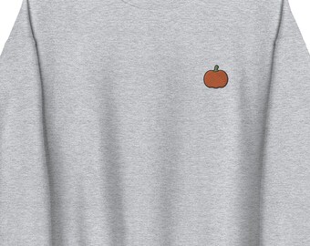 Gesticktes Kürbis-Sweatshirt: Unisex Herbst Pullover
