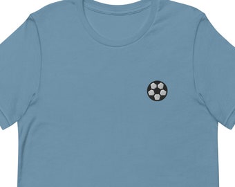Embroidered Soccer Ball T-Shirt: Unisex Cotton Short Sleeve