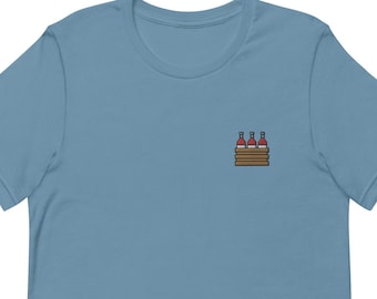 Wine Embroidered Unisex T-Shirt: Airlume Cotton Short Sleeve