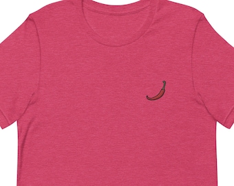 Embroidered Chili Pepper T-Shirt: Unisex Soft Cotton Tee