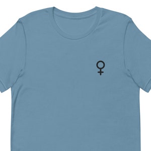 Female Gender Symbol Unisex T-Shirt, Embroidered Unisex T-Shirt Gift for Boyfriend, Men&#39;s Short Sleeve Shirt - Multiple Colors