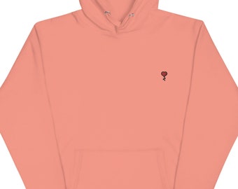 Embroidered Heart Balloon Hoodie: Unisex Cotton Blend Sweater