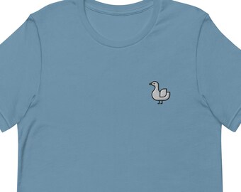 Gestickte Ente Unisex T-Shirt: Weiches Baumwoll-Kurzarm-T-Shirt