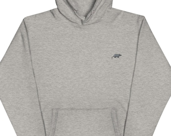 Rat Unisex Hoodie, Handmade Embroidered Hoodie, Premium Hooded Sweater, Hoodie Embroidery - Multiple Colors