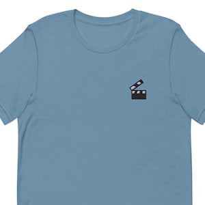 Movie Clapper Unisex T-Shirt, Embroidered Unisex T-Shirt Gift for Boyfriend, Girlfriend, Unisex Short Sleeve Shirt - Multiple Colors