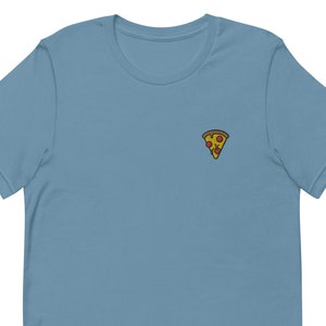 T-shirt unisexe pizza, t-shirt unisexe brodé, cadeau pour petit ami, petite amie, chemise à manches courtes unisexe - Plusieurs couleurs