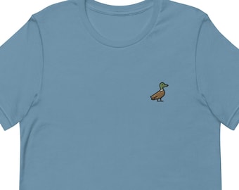 Duck Unisex T-shirt, geborduurd unisex T-shirt cadeau voor vriend, vriendin, unisex shirt met korte mouwen - meerdere kleuren
