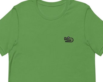 Embroidered Crocodile Unisex T-Shirt: Soft Cotton Short Sleeve