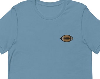 Embroidered Football T-Shirt: Unisex Short Sleeve Cotton Tee