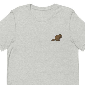 Beaver Unisex T-Shirt, Embroidered Unisex T-Shirt Gift for Boyfriend, Girlfriend, Unisex Short Sleeve Shirt - Multiple Colors