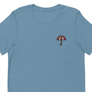T-shirt unisexe parapluie, t-shirt unisexe brodé, cadeau pour petit ami, petite amie, chemise à manches courtes unisexe - Plusieurs couleurs