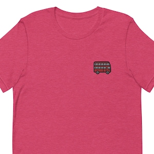 Double Decker Bus Unisex T-Shirt, Embroidered Unisex T-Shirt Gift for Boyfriend, Men&#39;s Short Sleeve Shirt - Multiple Colors