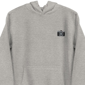 Embroidered Camera Hoodie: Unisex Cotton Blend Sweatshirt