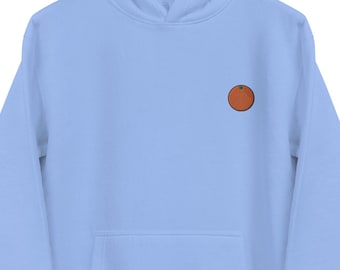 Embroidered Orange Hoodie: Handmade Cotton Pullover Sweatshirt