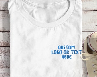 Custom Embroidered T-Shirt, Personalized Mens Short-Sleeve Tee, Customized Shirt Own Text or Design, Handmade Custom Mens Embroidered Shirt