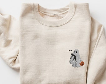 Geborduurd spooktrui: Halloween Black Cat-sweater