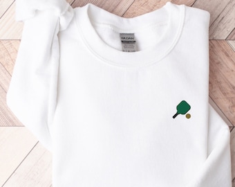 Embroidered Pickleball Sweatshirt Gift, Pickleball Lover, Cute Unisex Crewneck Embroidery, Long Sleeve Pullover Sweater - Multiple Colors