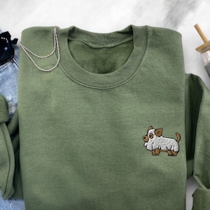 Embroidered Ghost Dog Sweatshirt, Halloween Embroidered Ghost Corgi Sweatshirt, Ghost Puppy Sweater Crewneck Embroidery, Spooky Season