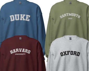 Custom Embroidered College Sweatshirt, Personalized Varsity Crewneck Sweater, University Sweatshirt, Custom College Sweater, Collegiate