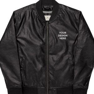 Blouson aviateur brodé personnalisé, Blouson en similicuir personnalisé, Broderie avec votre texte ou motif, Blouson en poly personnalisé fait main