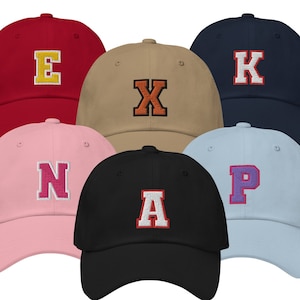 Gorra de béisbol personalizada con letras universitarias, gorra de béisbol personalizada con monogramas universitarios, gorra deportiva universitaria con letras, gorra con monograma