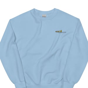 Trombone Embroidered Sweatshirt Gift, Cute Unisex Crewneck Sweater, Long Sleeve Pullover Sweater - Multiple Colors