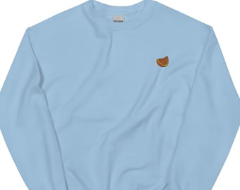 Embroidered Orange Slice Sweatshirt: Unisex Crewneck Pullover