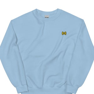 Bowtie Pasta Embroidered Sweatshirt Gift, Cute Unisex Crewneck Sweater, Long Sleeve Pullover Sweater - Multiple Colors