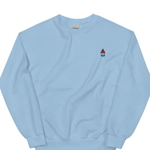 Embroidered Garden Gnome Sweatshirt: Unisex Crewneck Pullover
