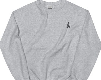 Eiffel Tower Embroidered Crewneck Sweatshirt: Unisex Pullover