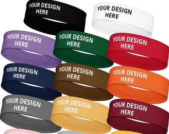 Diadema personalizada, Diadema con estampado completo con su texto o logotipo, Diadema personalizada Spandex, Bandas para la cabeza deportivas, Fútbol, Voleibol