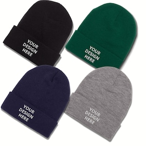 Personalized Embroidered Cuffed Beanie: Custom Logo or Text
