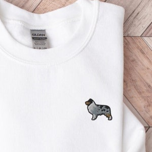 Embroidered Australian Shepherd Sweatshirt, Aussie Dog Lover Crewneck, Unisex Pet Mom Sweater, Herding Dog Gift