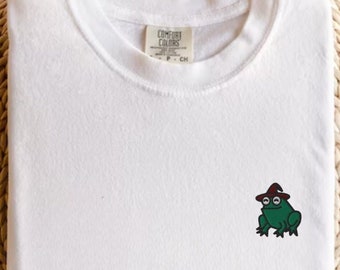 Embroidered Wizard Frog Comfort Colors T-Shirt