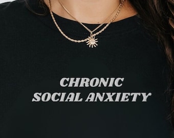 Camiseta bordada divertida para la ansiedad: camiseta de salud mental con colores cómodos