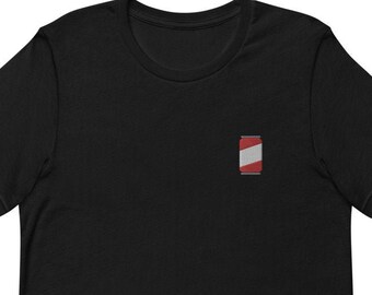 Embroidered Soda Can T-Shirt: Unisex Cotton Short Sleeve Shirt