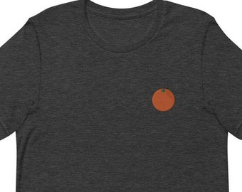 Orange Fruit Embroidered Unisex T-Shirt Gift for Boyfriend, Girlfriend, Unisex Short Sleeve Shirt - Multiple Colors